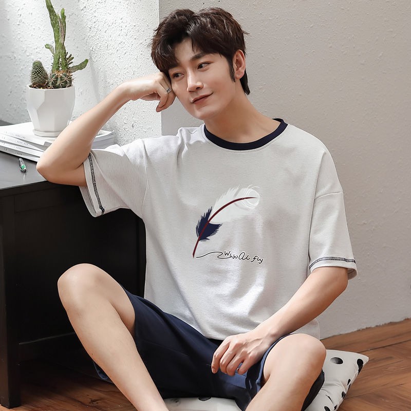 4XL Summer Men's Pajamas Set Pure Cotton Thin Loose Large Size Pajamas Short Sleeve Shorts casual fashion home wear can be worn outside | BigBuy360 - bigbuy360.vn