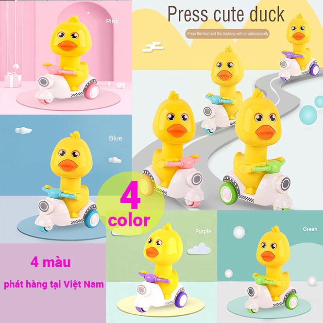 Đồ Chơi Vịt Chạy Xe Vespa Nhấn Cót Không Dùng Pin Vui Nhộn Cho Bé