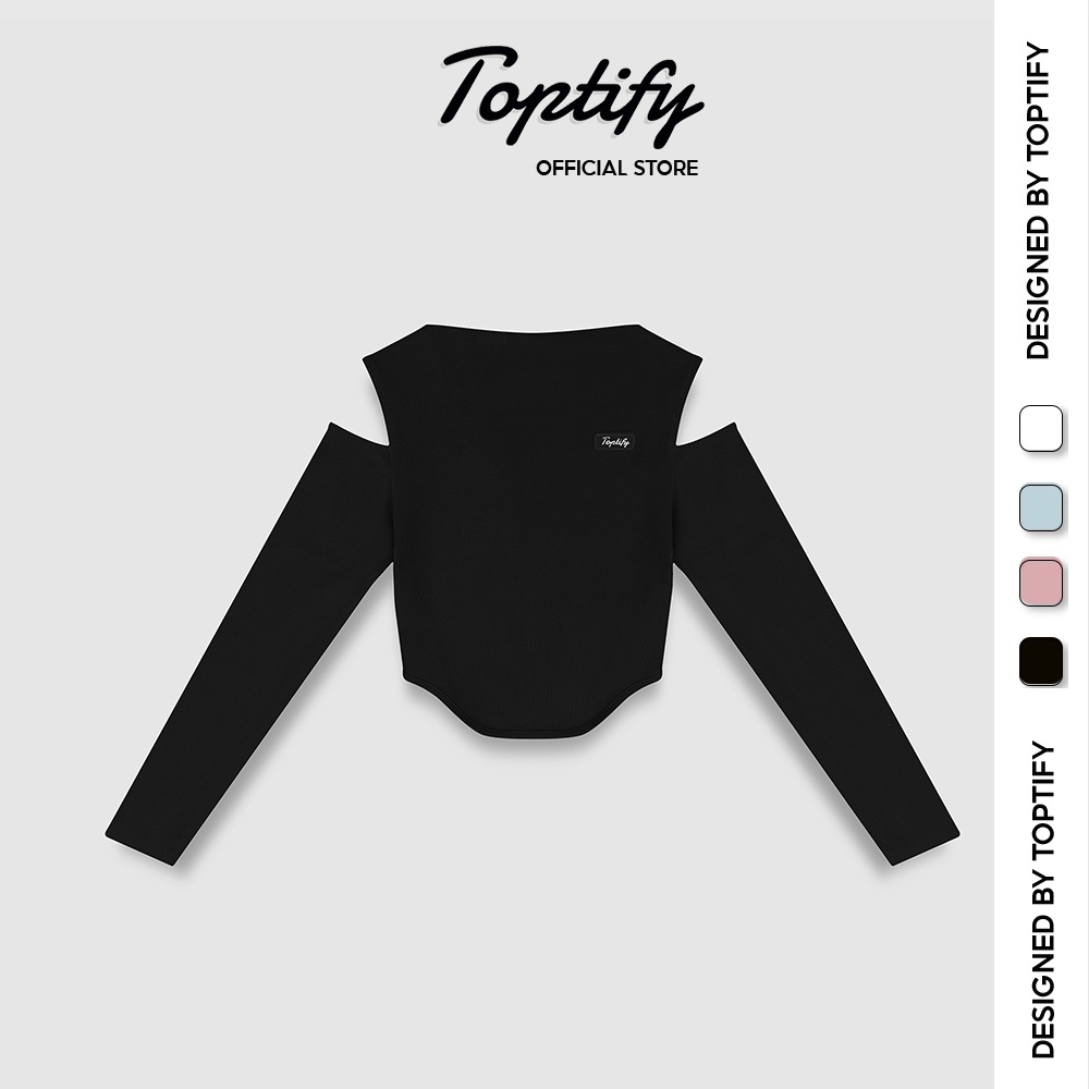 Áo croptop nữ khoét eo logo TOPTIFY dài tay cut out vai Theodora Top AC234