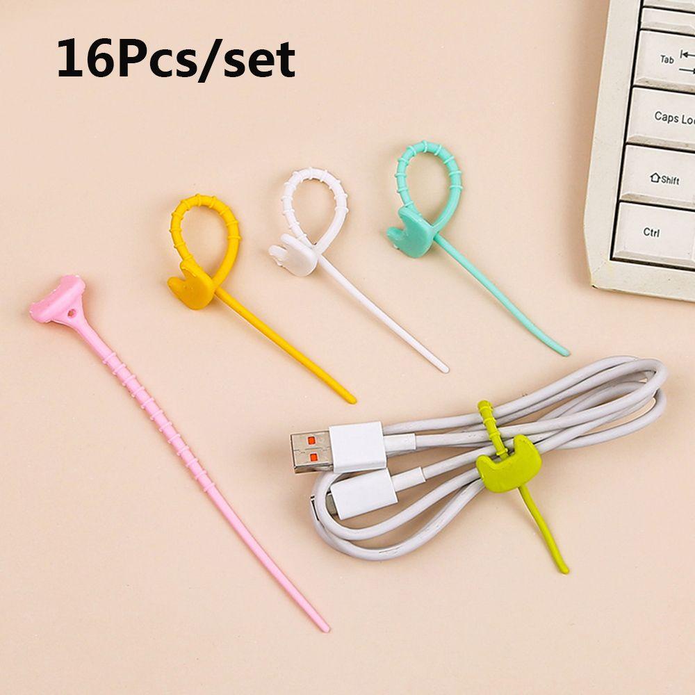 Bộ 16 Phụ Kiện Giữ Dây Cáp Bằng Silicon Tiện Dụng Và Bền