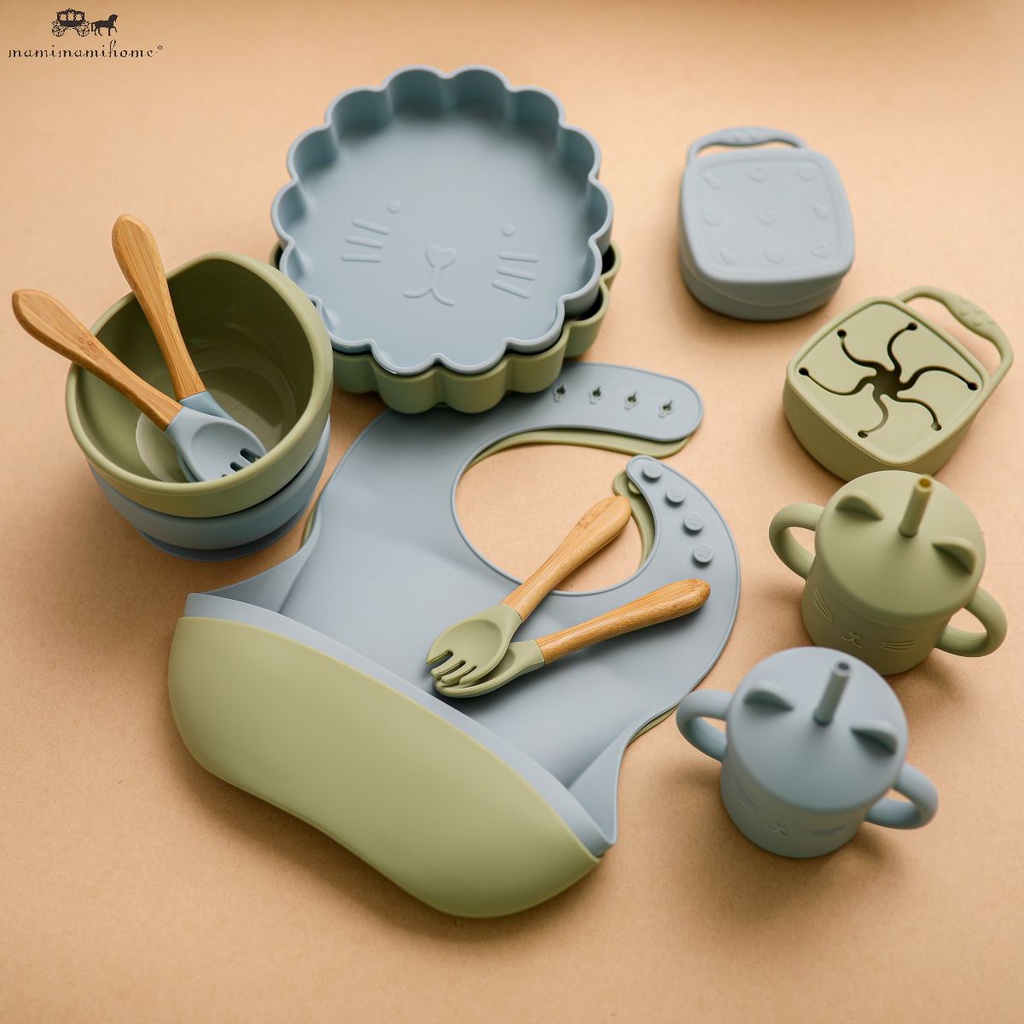 Set 7 dụng cụ đồ ăn MAMIMAMIHOME bằng silicon cho trẻ em