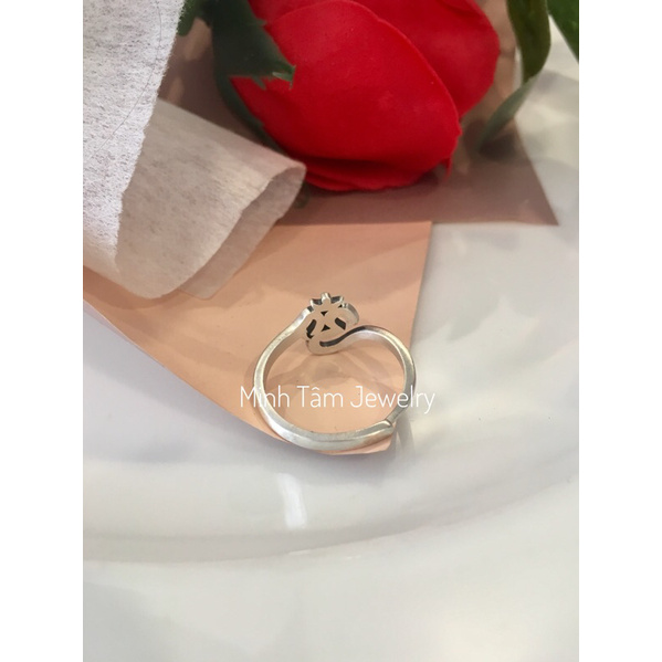 Nhẫn bạc Thái 925 chủng Om Yoga, nhẫn bạc phong thuỷ khắc chú bình an Omani-Minh Tâm Jewelry