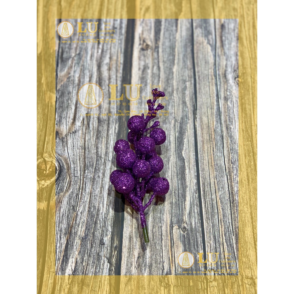 Cành quả sung nhũ kim tuyến trang trí oản, tháp bánh Vật tư phụ kiện Oản, giỏ hoa quà Noel | LU