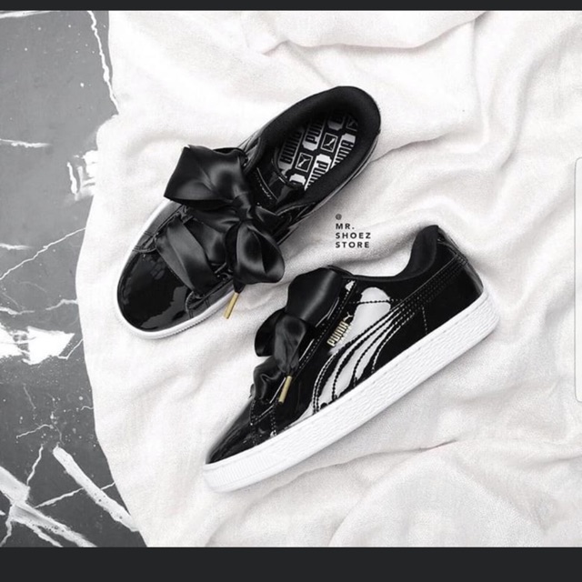 puma basket heart patent women's sneakers