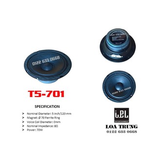 Loa bass rời IPL T5-701 - Trung 12 phi 70 XM sẵn số lượng