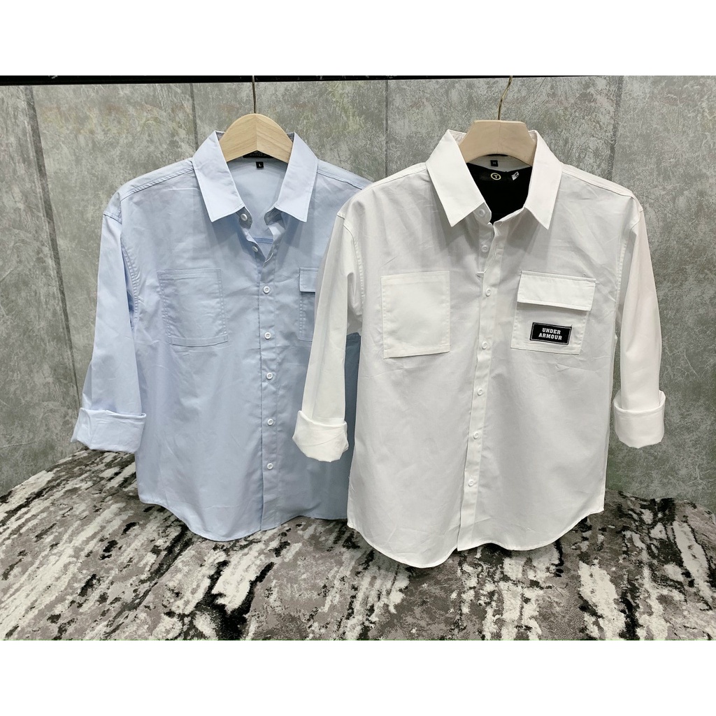 Áo sơ mi nam dài tay trơn có túi trước kiểu dáng đẹp giá xưởng