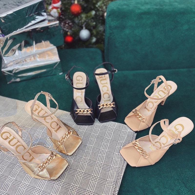 SANDAL BẢN NGANG XÍCH MŨI VUÔNG GÓT NHỌN 9P