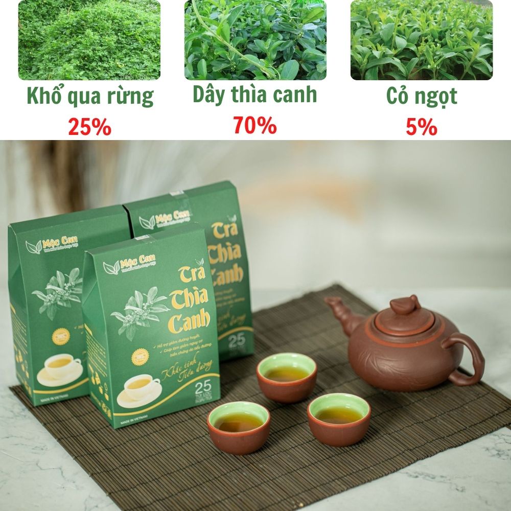 Trà Dây Thìa Canh Mộc Can hạ đường huyết, ngưng biến chứng tiểu đường, hỗ trợ ổn định đường huyết hộp 25 túi lọc