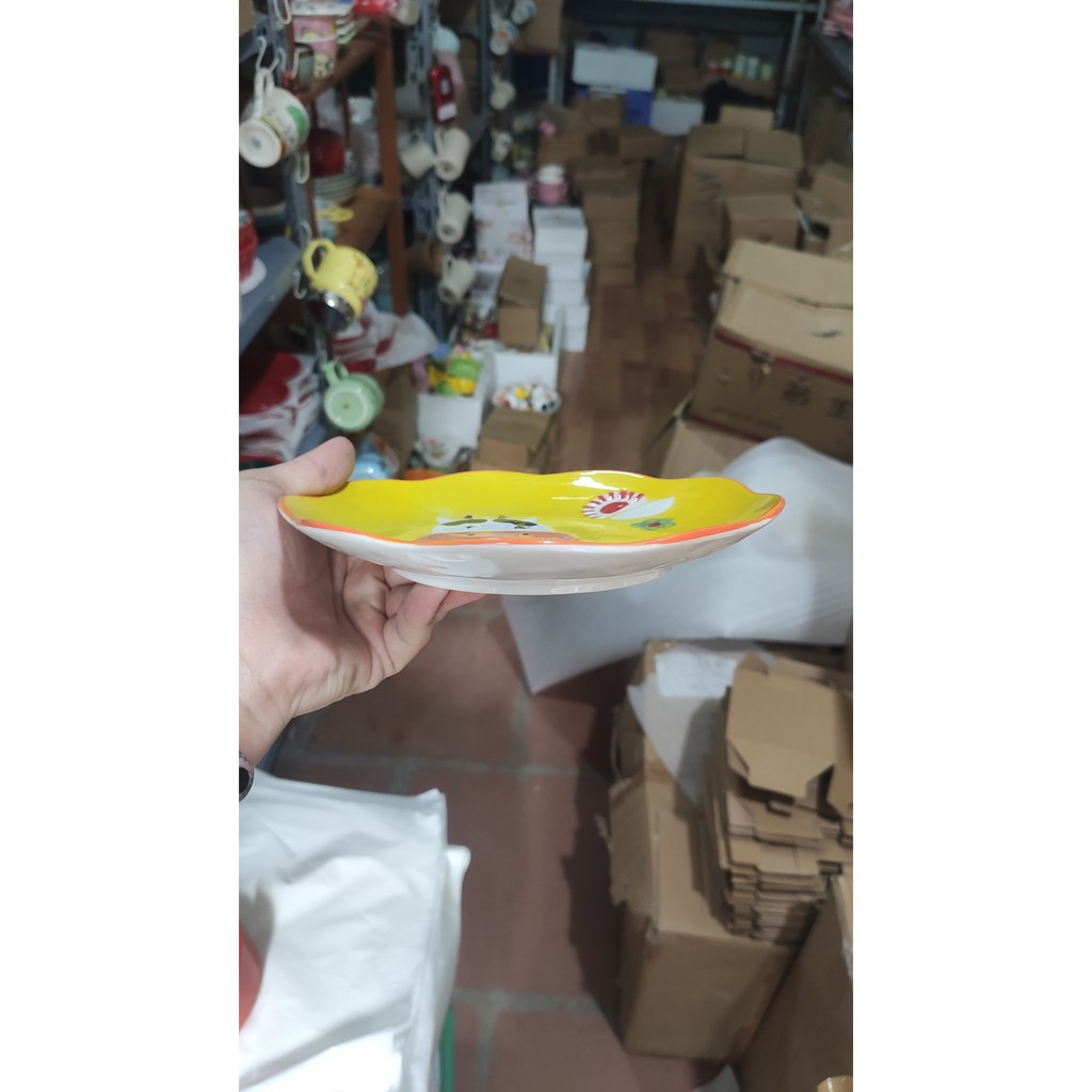 Đĩa sứ BÒ ĐÁNG YÊU Dĩa sứ, dùng để đựng thức ăn decor trang trí