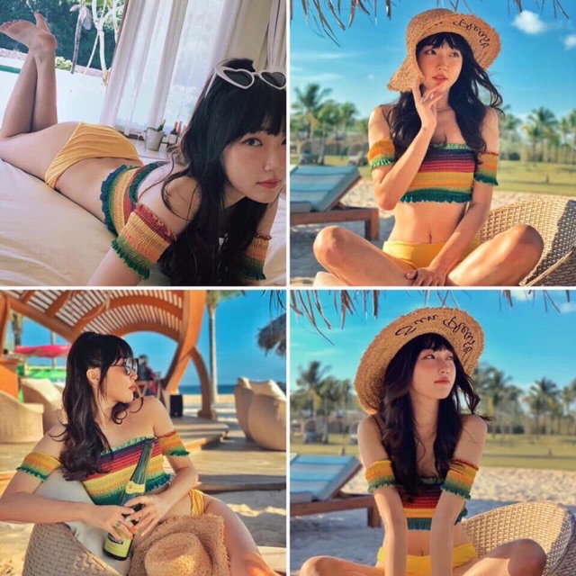 RUBI SHOP-ÁO TRỄ VAI CROPTOP PHỐI NHIỀU MÀU