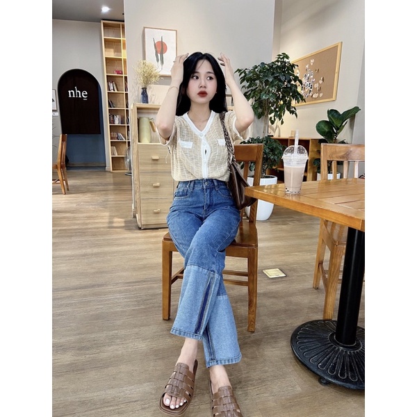 [Ảnh thật/Video]Cadigan ngắn tay 256 cúc nhọc hai bên Hàn Quốc loại 1 tone màu mát mắt Áo len mongtogi Quảng Châu