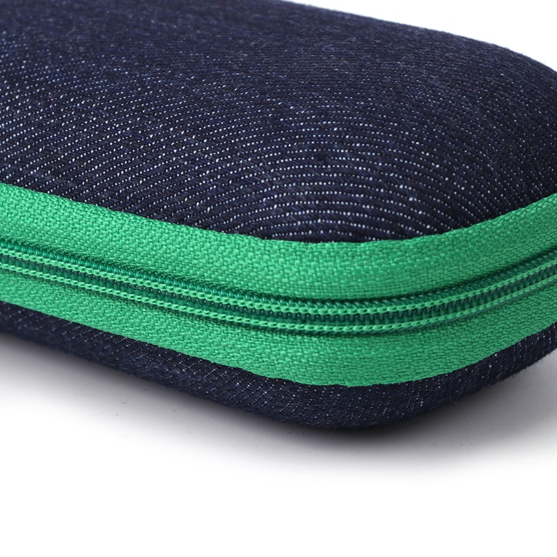 Hộp Đựng Mắt Kính Bằng Vải Denim Có Khóa Kéo Chống Rơi