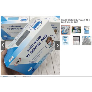 Hộp 50 cái Khẩu trang y tế 4 lớp