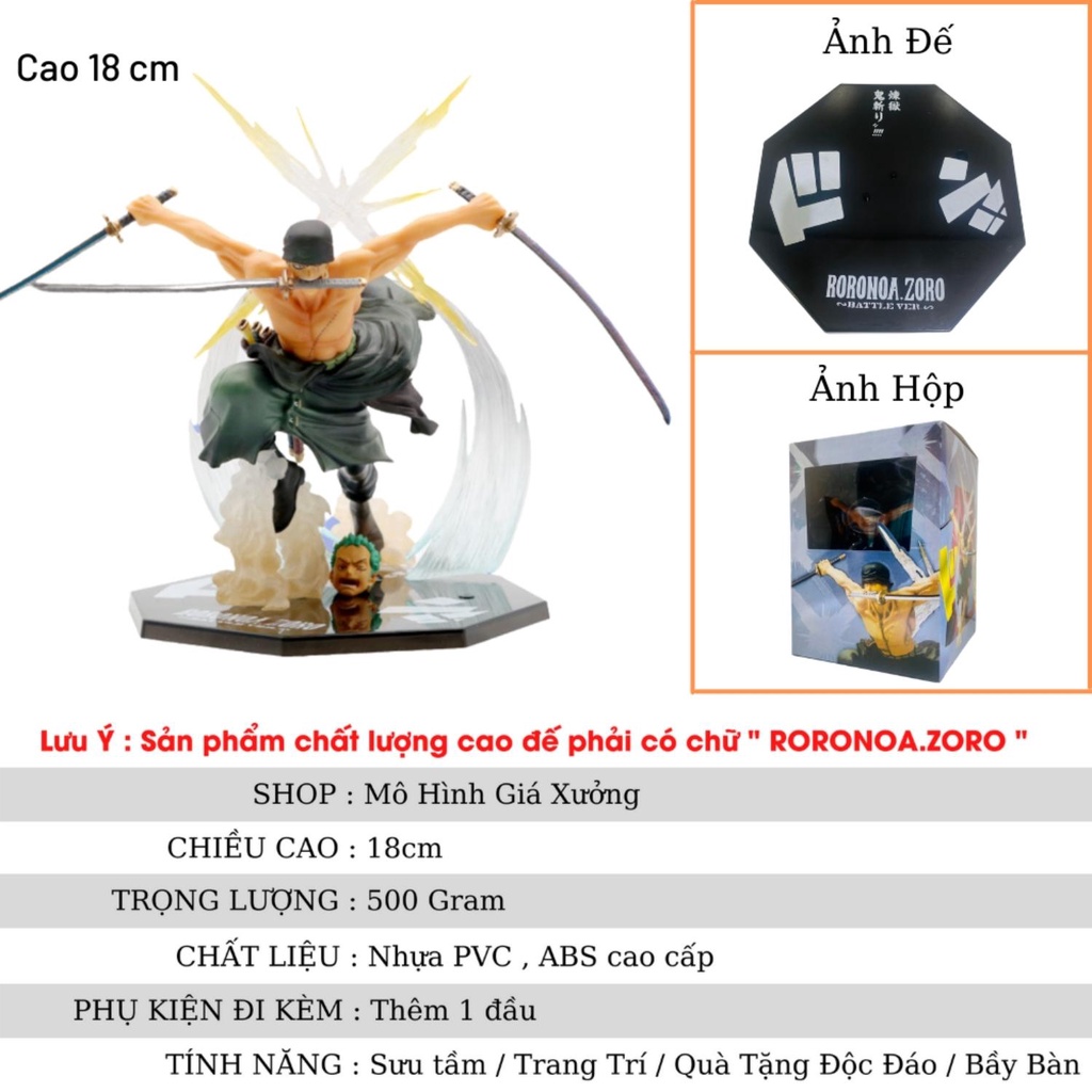 Mô hình One piece Zoro figure F.zero có 2 đầu hàng cao cấp đế có chữ tên nhân vật Zoro cao 18cm có hiệu ứng đặc biệt