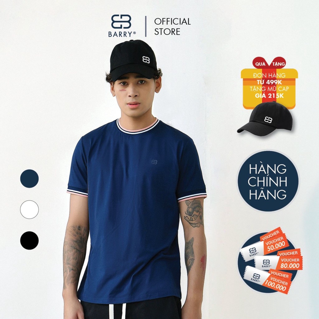 Áo Thun Nam Tshirt Cổ Tròn Phối Bo Dệt Vải Cotton Pima Cao Cấp BARRY - TM12