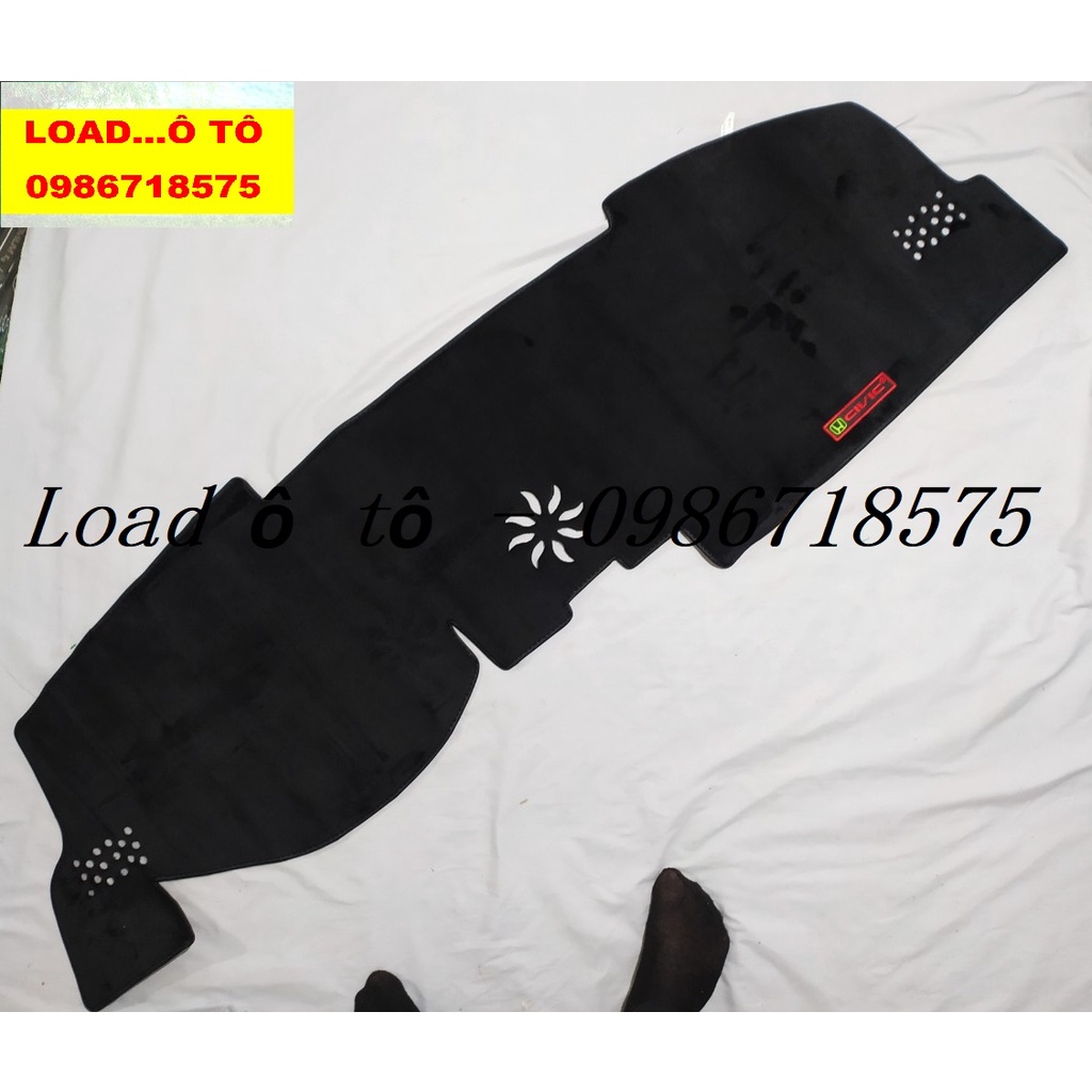 Thảm Chống Nắng Taplo Honda Civic 2023-18 Mẫu Da Carbon, Nhung Lông Cừu Chống Trượt Cao Cấp