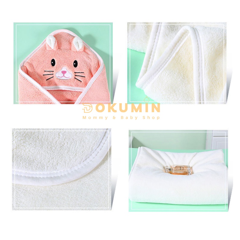 Chăn ủ cho bé sơ sinh mùa đông có mũ trần bông hình gấu ngộ nghĩnh đáng yêu cho bé 1 tuổi DOKUMIN CT060