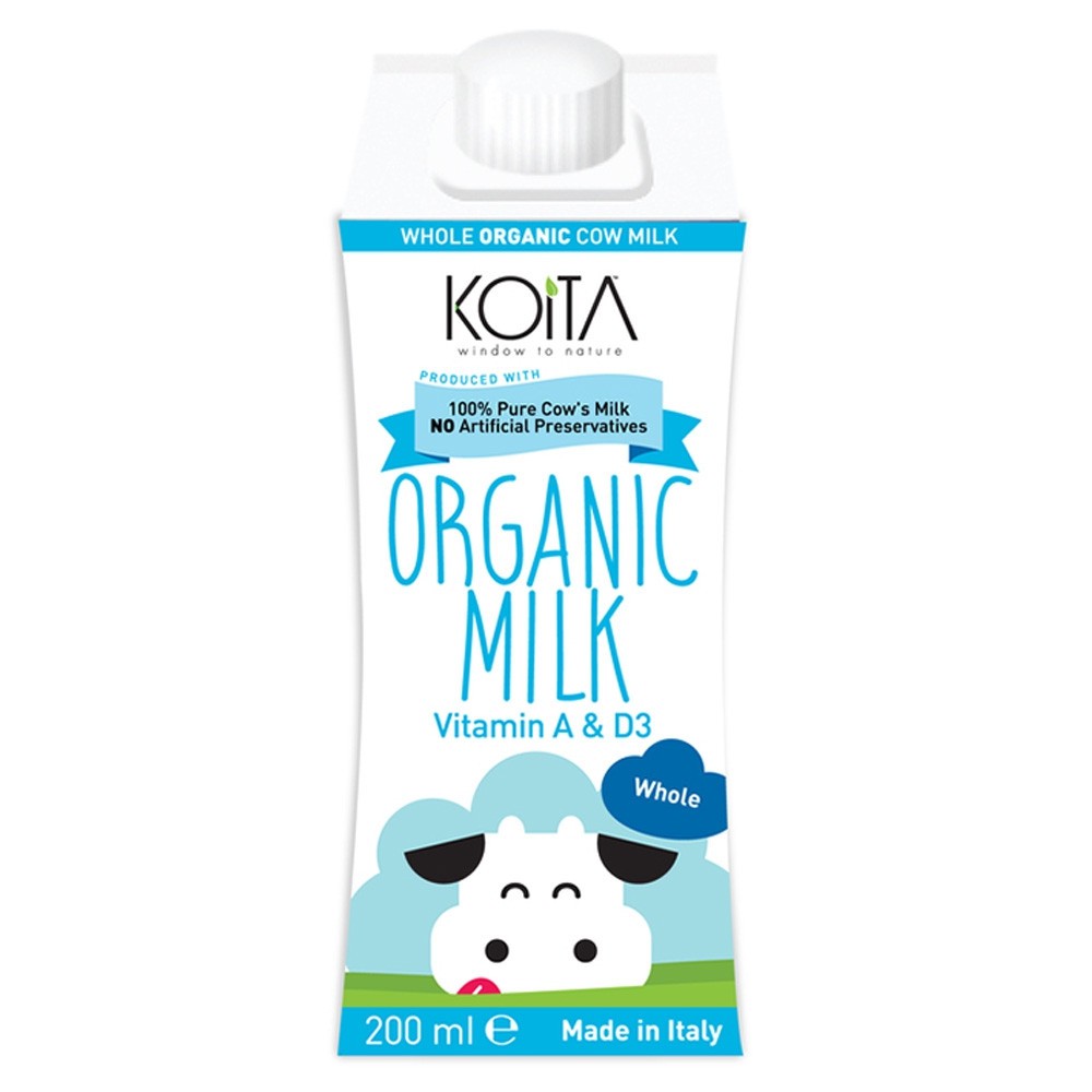 Sữa bò nguyên kem hữu cơ không đường Koita 200ml