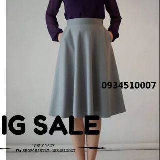 Chân váy midi xoè xám  hàng thiết kế