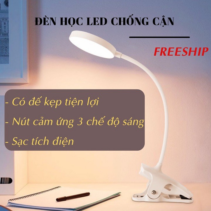 Đèn Led 3 Chế Độ Ánh Sáng Chống Cận Trong Học Tập Và Làm Việc Có Đế Kẹp Tiện Dụng