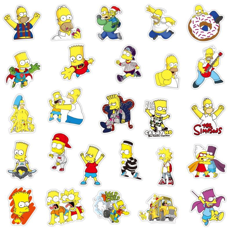 [B15] 10 Sticker SIMPSON Chống Thấm Nước Dán Vali, Laptop,Nón Bảo Hiểm...Ins Giasico