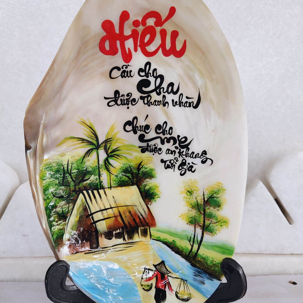 Thư pháp trên vỏ ngọc trai tự nhiên,, viết thư pháp theo yêu cầu quý khách hàng