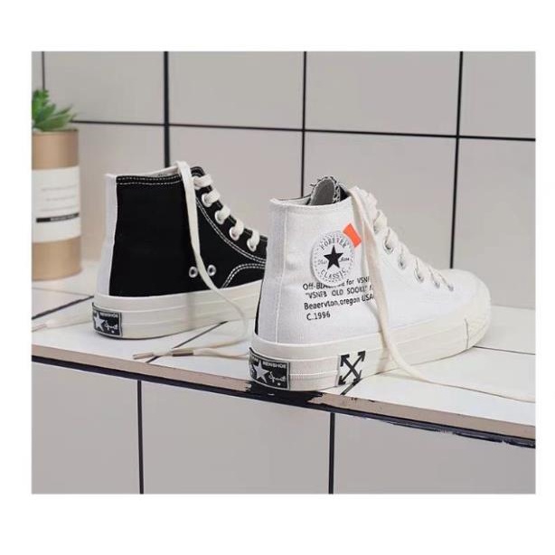 Giày Thể Thao Cổ Cao Dáng CV ULZZANG 2 Màu Đen Trắng Cực Chất .Có Ảnh Thật Đảm Bảo Y Hình