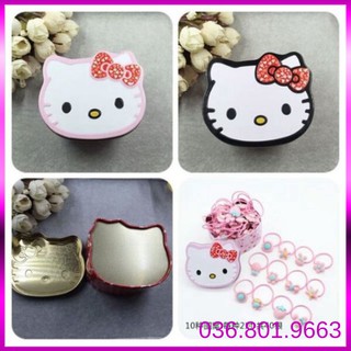Dây cột tóc hộp Hello Kitty cho bé gái gồm 40 dây thun cột tóc