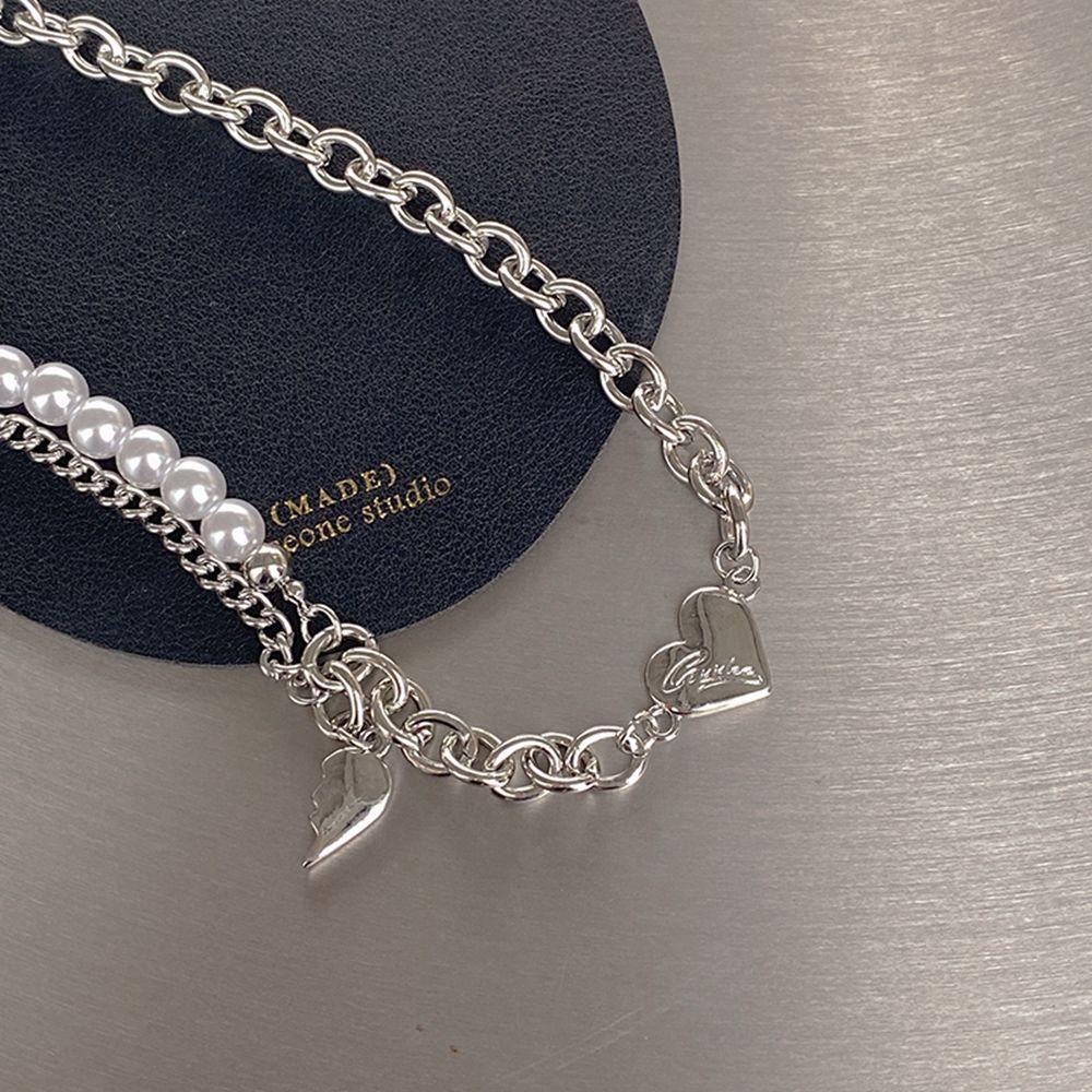 AROMA Vòng cổ Hình Trái Tim Phong Cách Hip Hop Hàn Quốc Thời Trang Cho Cặp Đôi