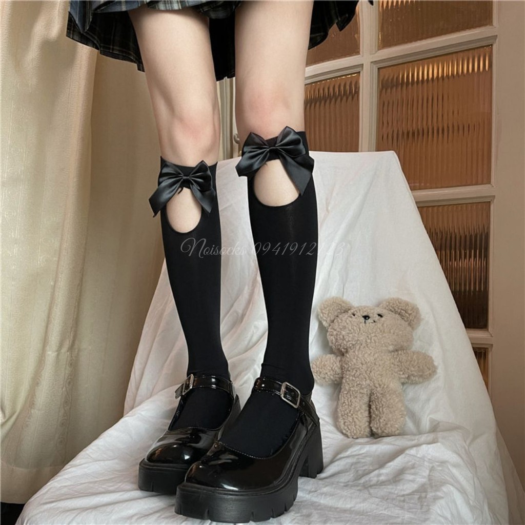 Tất, vớ bắp chân 42cm Thắt Nơ Lolita (có thể xoay mặt trước hoặc sau) thoáng mát dành cho mùa hè, cosplay Gợi Cảm Cho Nữ