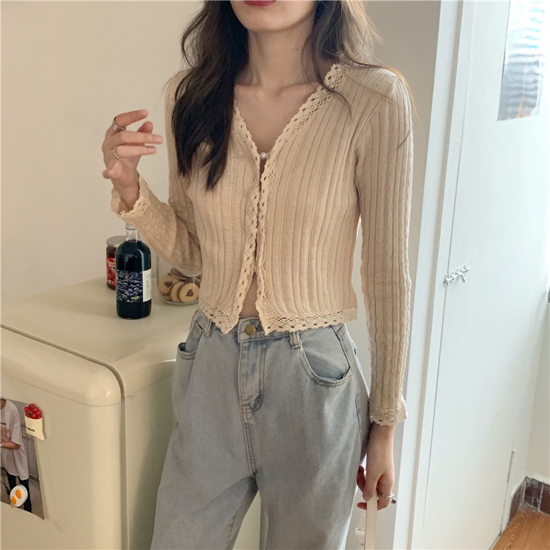 Áo Khoác Cardigan Dệt Kim Tay Dài Viền Ren Kiểu Retro Thời Trang Cho Nữ 8 Màu Lựa Chọn | BigBuy360 - bigbuy360.vn
