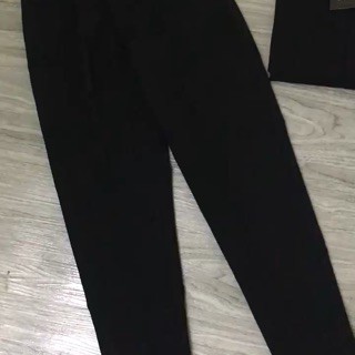 Quần baggy nữ công sở cạp chun chất vải tuyết mưa mềm kiểu dáng Quần tây nữ lưng cao màu đen mặc đi làm đi học phối áo