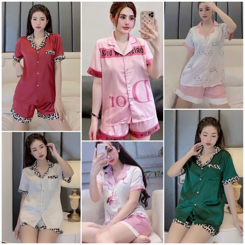 Đồ Ngủ🌸Đồ Bộ Pijama Lụa Quần Sooc Chất Liệu Satin Mát Lịm