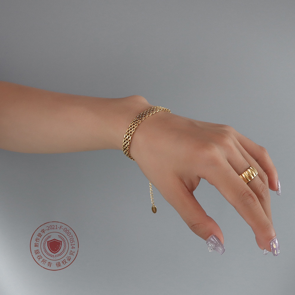 Đồng hồ đeo tay dây xích bằng thép titan mạ vàng 18K phong cách Pháp thời trang cho nữ E250