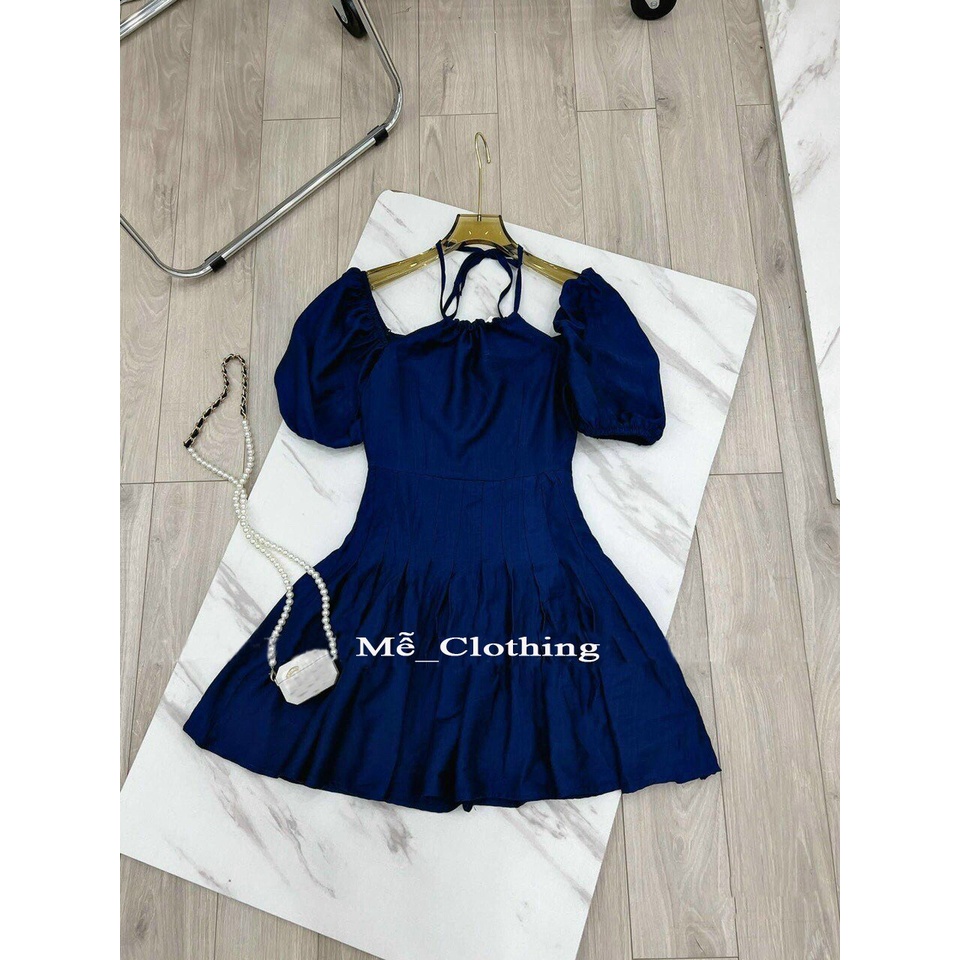 Váy cổ yếm trễ vai tay bồng siêu xinh sang chảnh