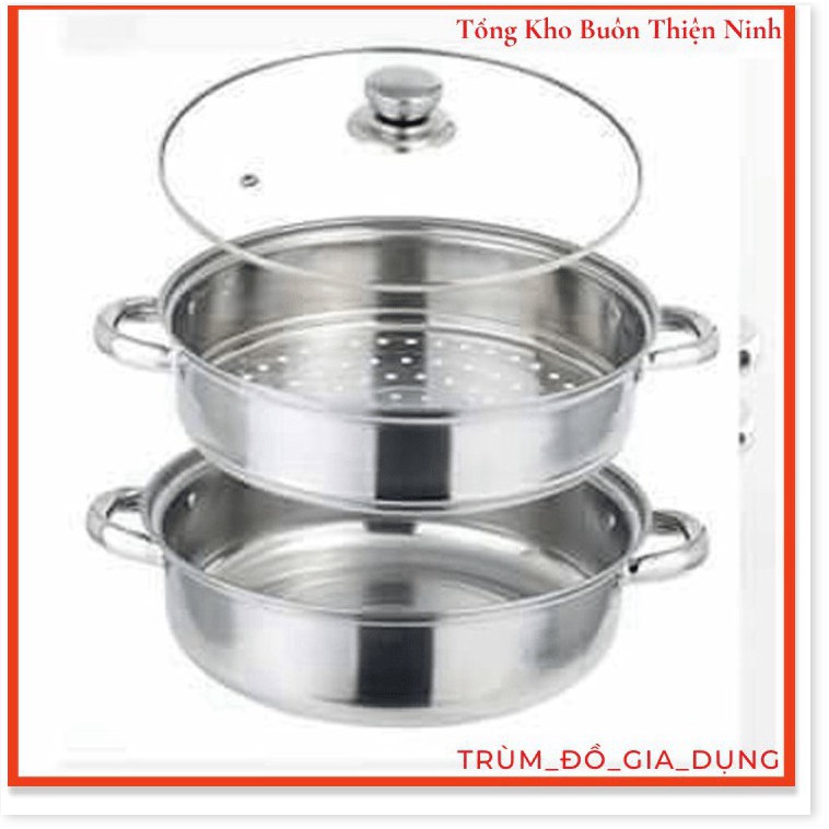 Nồi hấp 2 tầng inox, nồi hấp xôi, bánh bao size 28cm chất lượng tốt