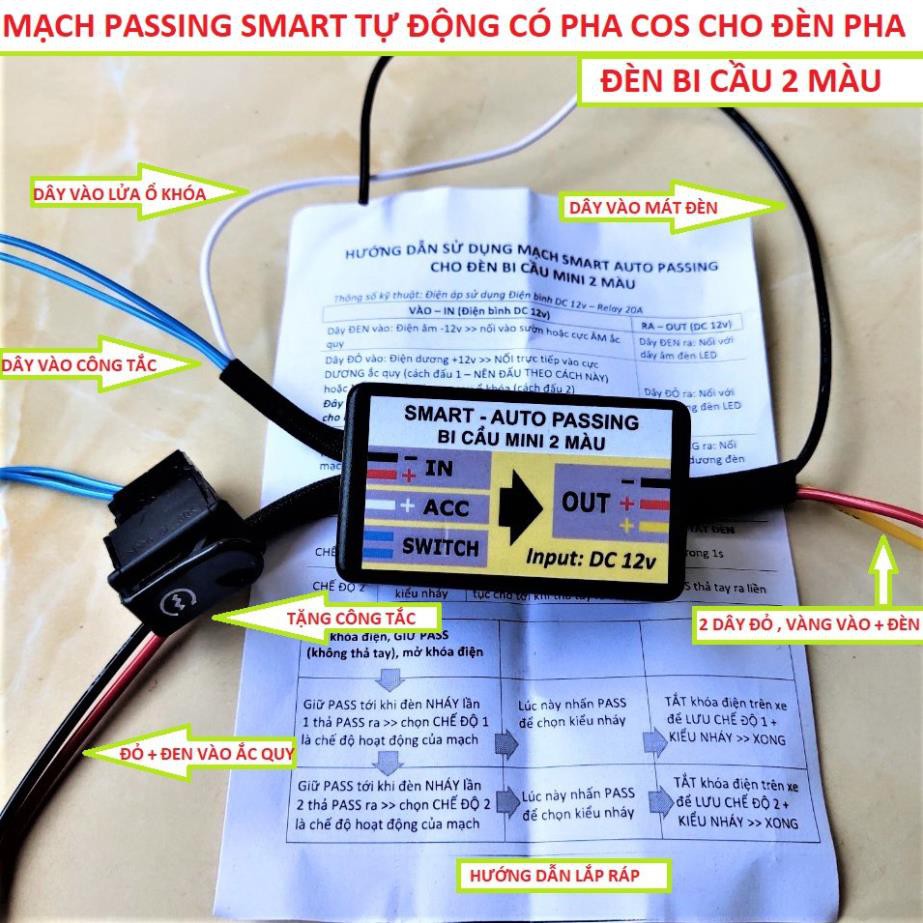 MẠCH PASSING 3S LOẠI 2 CHẾ ĐỘ CỐT PHA CHO ĐÈN BI CẦU 2 MÀU VÀ ĐÈN PHA XE