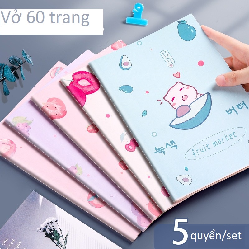 Vở, sổ viêt kẻ ngang khổ A4, B5 60 trang hoạt hình dễ thương BAG U VO60 - giao hình ngẫu nhiên