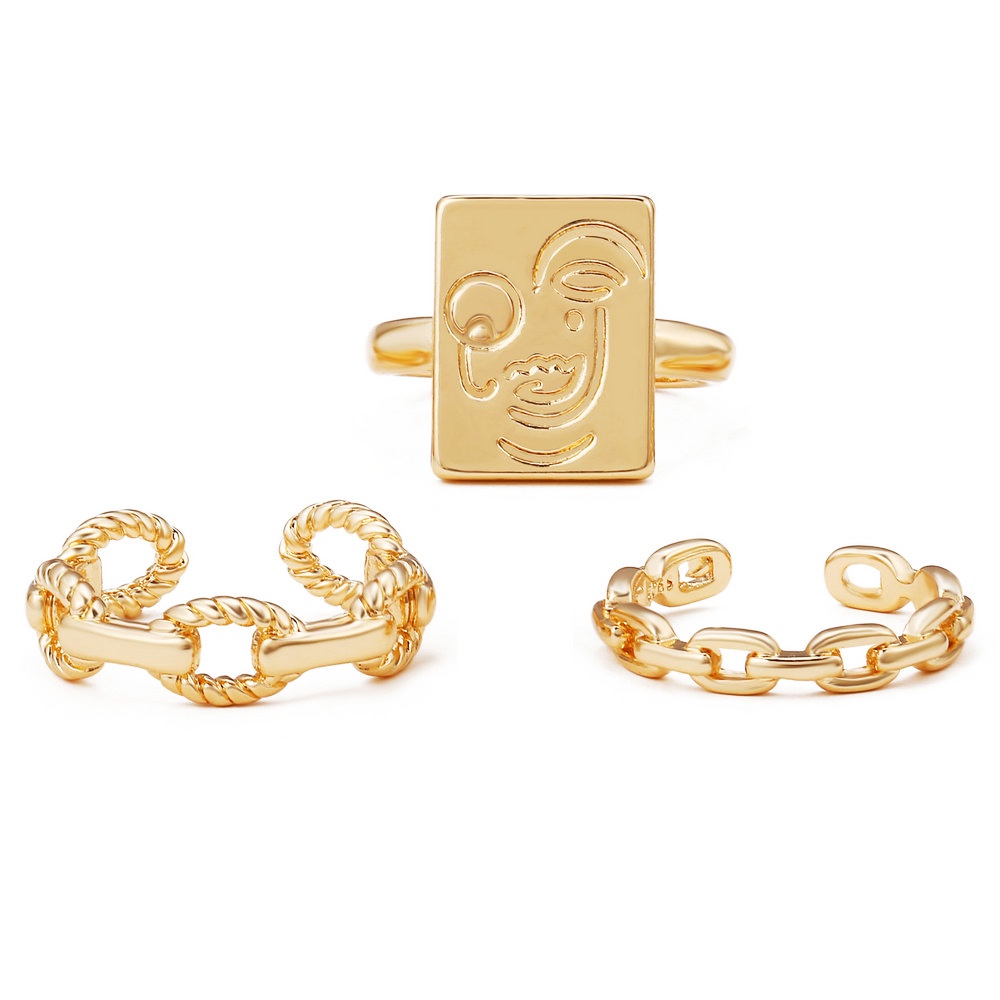 Set 3 nhẫn hợp kim mẫu mặt cười xinh xắn