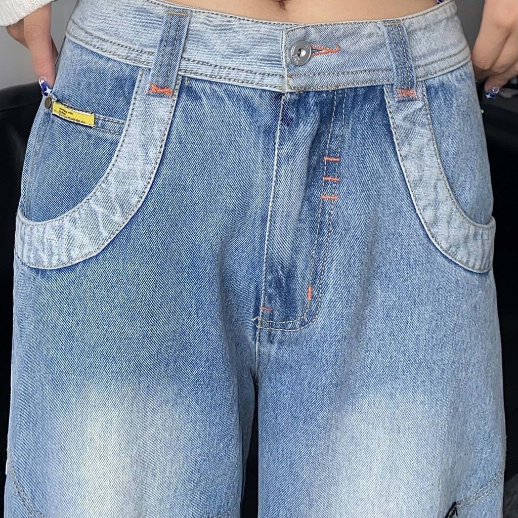Quần Jean Dài Dáng Rộng Màu Gradient Phong Cách Retro Mỹ 24