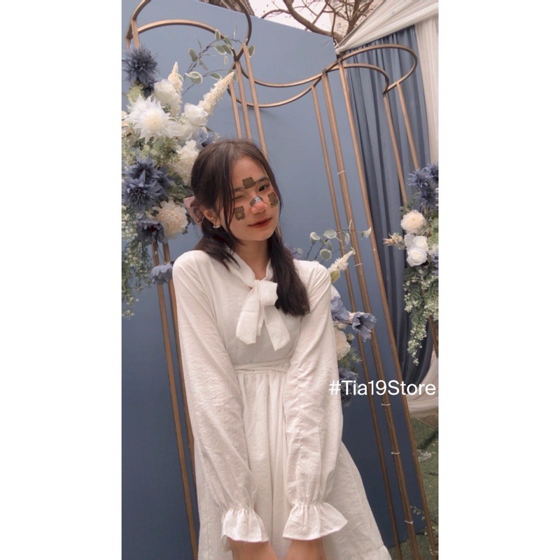 Váy babydoll trắng 2 lớp dài tay SP000165. Đầm babydoll tiểu thư trắng đẹp | BigBuy360 - bigbuy360.vn