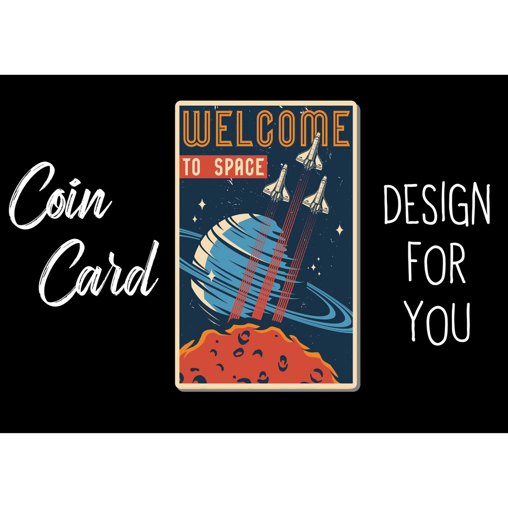 " 🚀 RETRO POSTER SPACE"( Decal dán Thẻ ATM, debit, thẻ từ, thẻ chung cư, bảo vệ thẻ) | Dán thẻ ATM COINCARD