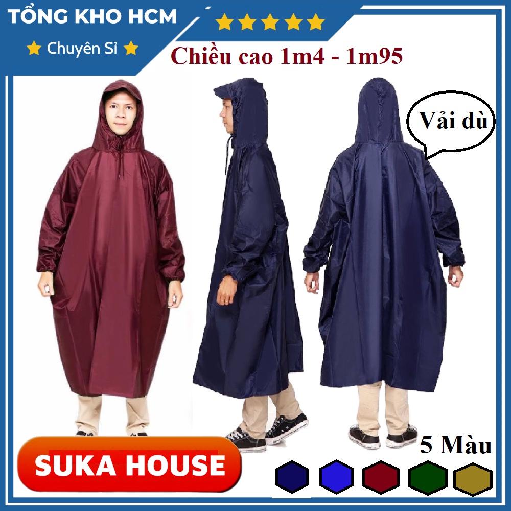 Áo Mưa Bít Vải Dù Kín Người Không Xẻ Tà Siêu Bền Chắc Chắn SUKAHOUSE AM01