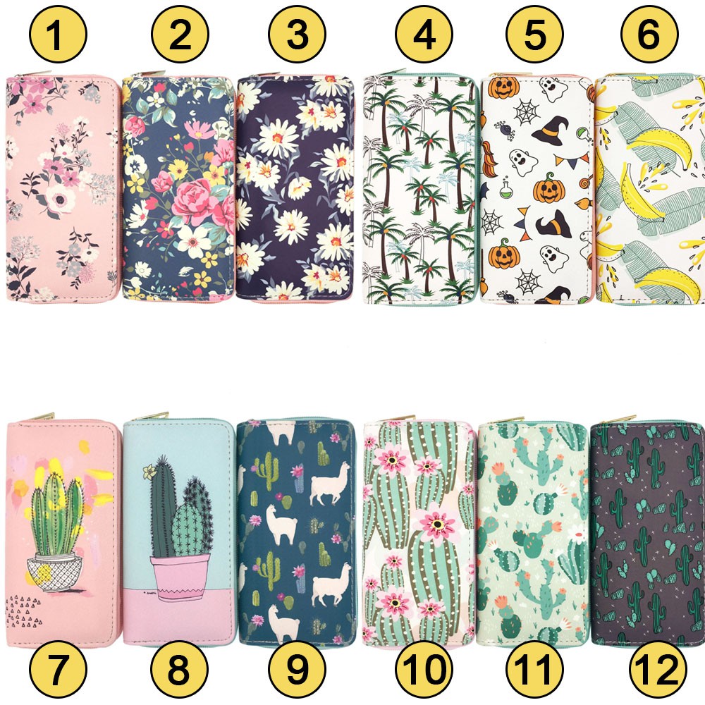 [TRỢ GIÁ] Bóp Ví Dài Cầm Tay Nữ Họa Tiết Hoạt Hình Xương Rồng Dễ Thương !_ Link 7