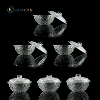 COMBO 6 THỐ THUỶ TINH CÓ NẮP HOA VĂN TIM INDO BL577