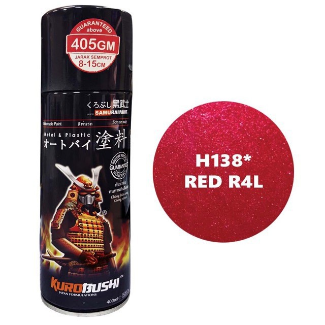 H138 _ Sơn xit Samurai H138 màu đỏ candy _ Red R4L rực Honda