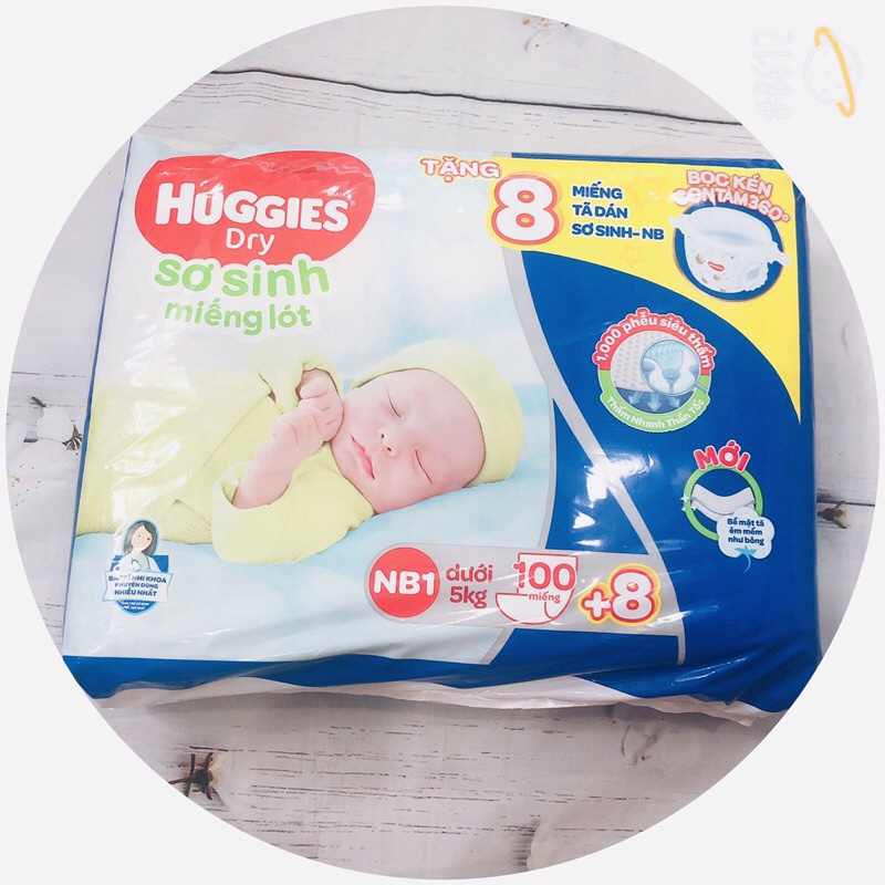 [SIÊU TỐC] Miếng lót Sơ Sinh Huggies NB1 100 miếng &lt;tặng kèm 8 miếng&gt;/NB1 56 miếng