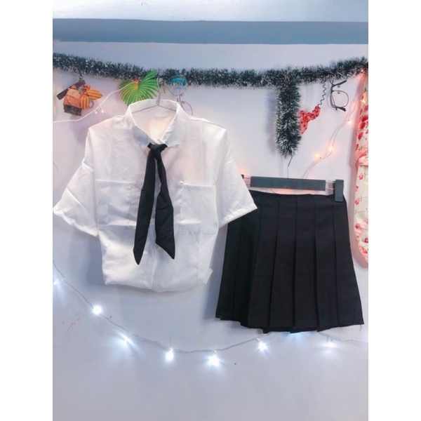 ÁO SƠ MI ULZZANG KÈM CÀ VẠT PHỐI SÉT HÀN QUỐC HR003😎😎
