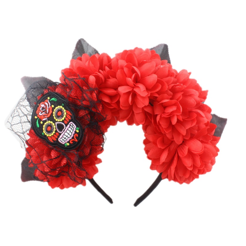 Băng Đô Vải Lưới Họa Tiết Đầu Lâu Phong Cách Halloween