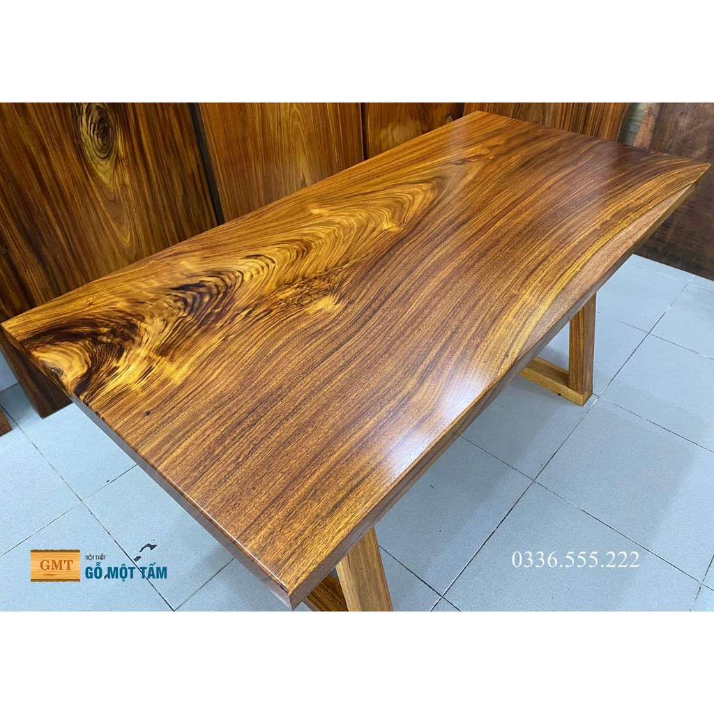 Bộ bàn gỗ me tây nguyên tấm dài 1,6m